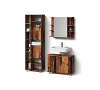 Livinity Ensemble Meubles Bain Eisak, Chêne Rustique, 3 pièces, avec Armoire Haute