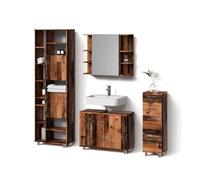 Livinity Ensemble Meubles Bain Eisak, Chêne Rustique, 4 pièces, avec Armoire Haute