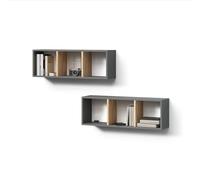 Livinity Étagère Murale Lorena, Anthracite/chêne doré, 90x30cm Lot de 2