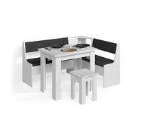 Livinity Groupe de banquettes d'angle Tiberio, Blanc, 150x120cm avec Table