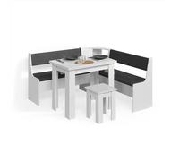 Livinity Groupe de banquettes d'angle Tiberio, Blanc, 150x150cm avec Table
