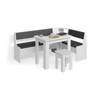 Livinity Groupe de banquettes d'angle Tiberio, Blanc, 180x120cm avec Table