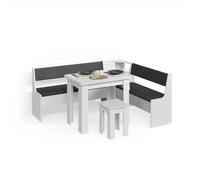 Livinity Groupe de banquettes d'angle Tiberio, Blanc, 180x150cm avec Table