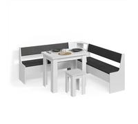 Livinity Groupe de banquettes d'angle Tiberio, Blanc, 180x180cm avec Table