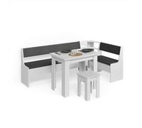 Livinity Groupe de banquettes d'angle Tiberio, Blanc, 210x120cm avec Table