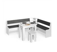 Livinity Groupe de banquettes d'angle Tiberio, Blanc, 210x180cm avec Table