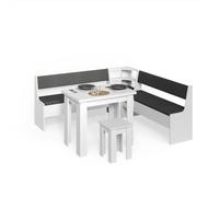 Livinity Groupe de banquettes d'angle Tiberio, Blanc, 210x210cm avec Table