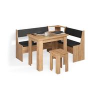 Livinity Groupe de banquettes d'angle Tiberio, Chêne de Force doré, 150x120cm avec Table