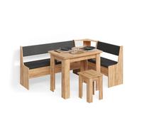 Livinity Groupe de banquettes d'angle Tiberio, Chêne de Force doré, 180x120cm avec Table