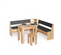 Livinity Groupe de banquettes d'angle Tiberio, Chêne de Force doré, 210x210cm avec Table