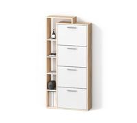 Livinity Meuble à chaussures Ortello, Blanc/Sonoma, 80x166.1cm avec 4 compartiments