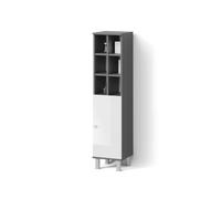 Livinity Meuble de Rangement de Salle de Bain Fucino, Blanc Haute Brillance, 30x130.6cm Grande Porte