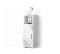 Livinity Meuble de Rangement de Salle de Bain Ronco, Blanc Brillant avec Inserts, 30x95cm