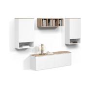 Livinity Meuble-paroi Piave, Blanc/Sonoma, 5 pièces