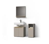 Livinity Meuble sous-lavabo Timavo, Grège, 3 pièces, avec Armoire de Milieu