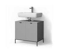 Livinity Meuble sous Vasque Simple ATERNO, Gris, 70x63cm avec Portes