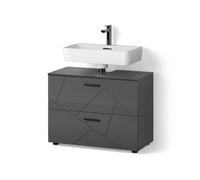 Livinity Meuble sous Vasque Simple Ronco, Anthracite Haute Brillance 80 x 58.6 cm