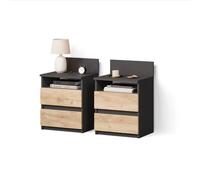 Livinity Table de Chevet Roya Anthracite/Chêne doré
