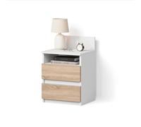 Livinity Table de Nuit Roya, Blanc/Sonoma, 39.6x59.1cm