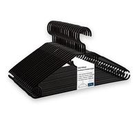 Livinja Lot de 100 cintres noirs avec crochets rotatifs, cintres en plastique, cintres en plastique, noirs, fabriqués en UE, peu encombrants, 100 % matériaux recyclés