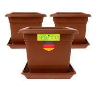 LIVINJA Lot de 3 grands pots de fleurs en terre cuite - 40 x 40 cm - Robustes - Grand pot de fleurs - Pot de fleurs en terre cuite - Pot de fleurs haut pour jardin et terrasse