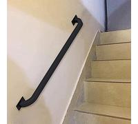 LIVINQ Main Courante - 30cm/2.4cm/3m/4m/6m, Main Courante en Fer Forgé Noir Brut pour Intérieur/Extérieur, Kit Complet avec Barre d'Appui Murale de Sécurité