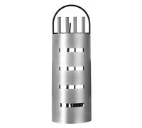 LIVIVO Lot de 5 outils de cheminée avec support en acier comprenant pince, tisonnier, pelle, brosse - Robuste - Compagnon moderne avec poignée pour un transport facile - Argenté