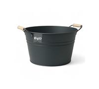 LIVLIG - Baignoire en zinc - Diamètre : 40 cm - Polyvalente - 30 l - Décoration de jardin et fête de jardin - Anthracite