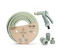LIVLIG Kit Arrosage Complet 20m Vert - Tuyau d'Arrosage 20m 1/2 Pouce + Pistolet d'Arrosage & Accessoires (Raccord Robinet 3/4", Raccord Rapide, Arrêt d'Eau 1/2") - Made in Europe