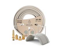 LIVLIG Kit complet d'arrosage de jardin de 30 m avec tuyau d'arrosage de 1/2", support mural en acier et pulvérisateur de jardin en laiton - Kit de tuyau avec raccords, longueur 30 m
