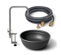 LIVLIG Kit de cuisine d'extérieur - Robinet d'eau froide en acier inoxydable - Tuyau d'eau potable et cuvette en anthracite - Pour jardin, camping et cuisine extérieure