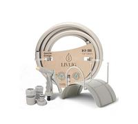 LIVLIG Kit tuyau d'arrosage 10 m, tuyau d'arrosage 1/2" avec support mural et pistolet de pulvérisation (3 fonctions de pulvérisation), tuyau d'arrosage avec raccords, longueur : 10 m