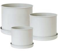 Livlig Lot de 3 Pots de Fleurs en Métal avec Soucoupes - greige
