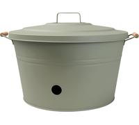 LIVLIG - Seau de tuyau en métal - Avec couvercle - Pour tuyaux d'arrosage jusqu'à 20 m - Beau rangement de tuyau - En métal galvanisé à chaud - Vert