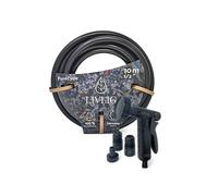 LIVLIG PureCycle Tuyau d'arrosage de 10 m en 85 % de matériaux recyclés avec douchette de jardin et raccord de tuyau de 1/2" Noir