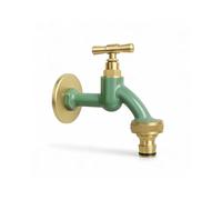 LIVLIG Robinet d'Eau Extérieure 1/2 Pouce avec Rosace et Raccord de Tuyau 1/2 Robinet d'Eau Froide en Laiton Robinet de Jardin Doré Design Jardin Vert Sauge