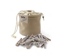 LIVLIG Sac à pinces à linge avec 50 pinces à linge en plastique recyclé, sac à pinces à linge, sac à pinces à suspendre, beige