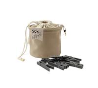 LIVLIG Sacs à pinces à linge avec 50 pinces en plastique recyclé, sac à pinces à linge, sac à pinces à suspendre, anthracite