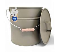 LIVLIG Seau à cendres de qualité supérieure avec couvercle - 12 l - Vert - Seau galvanisé exclusif avec couvercle pour cheminées modernes - Accessoire de cheminée élégant pour ranger les cendres de