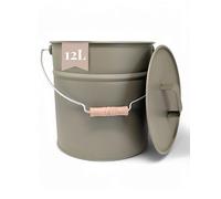 LIVLIG Seau en zinc avec couvercle, 10 l, seau à cendres avec couvercle, seau en métal, accessoire de cheminée, seau en tôle avec couvercle, seau à cendres, multifonction, vert
