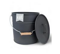LIVLIG Seau en zinc avec couvercle, 10 l, seau à cendres, en métal, accessoire de cheminée, en tôle, anthracite