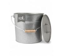 LIVLIG Seau en zinc avec couvercle, 10 l, seau à cendres, seau en métal, accessoire de cheminée