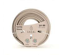 LIVLIG Tuyau d'Arrosage 30m Design - Tuyau Arrosage Flexible, 60% Recyclé, UV Résistant, Anti-Torsion, 1/2 Pouce, Beige
