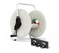 Livlig53 LIVLIG Enrouleur de tuyau en métal, Enrouleur de tuyau 50m tuyau d'arrosage, tambour de tuyau d'arrosage à revêtement poudré, montage mural et au sol, Made in Italy, Grège