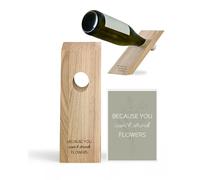 Livlig53 LIVLIG Porte-bouteille de vin en bois magique avec étiquette personnalisée Idée cadeau Inscription Because You Can't Drink Flowers