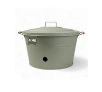 Livlig53 LIVLIG Seau à tuyau, en métal, avec couvercle et trous de drainage, pour tuyaux d'arrosage jusqu'à 20 m, beau rangement de tuyau, fabriqué en Europe, vert