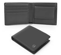 LIVLOKO Portefeuille RFID pour homme avec poche pour pièces de monnaie et pince à billets - Design fin - Cadeau idéal pour 21e anniversaire pour homme avec boîte cadeau, Cuir souple noir, Minimaliste