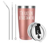 Livole Cadeau Maman, Cadeaux Fete des Mere, Cadeau Anniversaire Maman, J'ai Raison Je Suis Ta Mère, Tasse a Cafe pour Maman, Mere, Mère, 20oz Mug Isotherme Cafe, 600ml Gobelet avec Paille