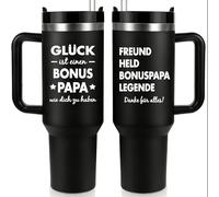 Livole Cadeau pour la fête des pères - Le bonheur est un bonus papa comme toi - Gobelet isotherme avec anse - 1200 ml