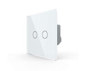 Livolo EU Standard Interrupteur Tcttile Verre de Luxe Panneau de Verre Écran Tactile avec Indicateur LED, Blanc, VL-C702-1-A